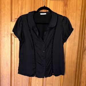 Lily Ashwell Silk Black Button Down Shirt